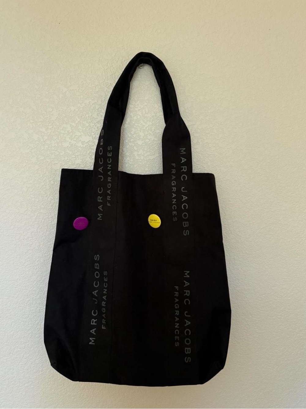Marc Jacobs Black Canvas Tote with Colorful Pins - Picture 1 of 1